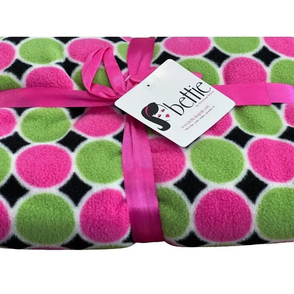 New Buckhead Betties Fleece Polka Dot Blanket 4'x5'